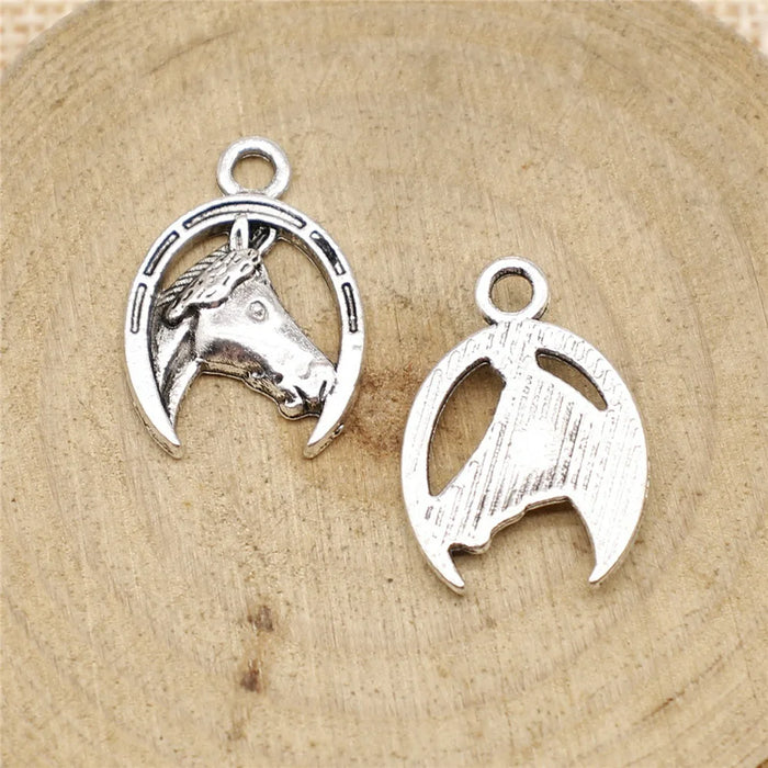 21x15mm 1.8g Multicolor Zinc Alloy Horse Head Horseshoe Charm Pendant for DIY Necklace Bracelet Making