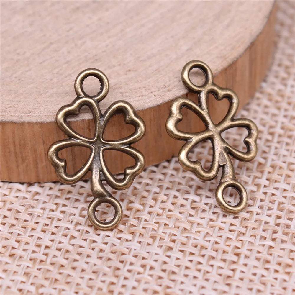 20x12mm 0.6g Multicolor Zinc Alloy Four Leaf Clover connector charm for DIY bracelet necklace making