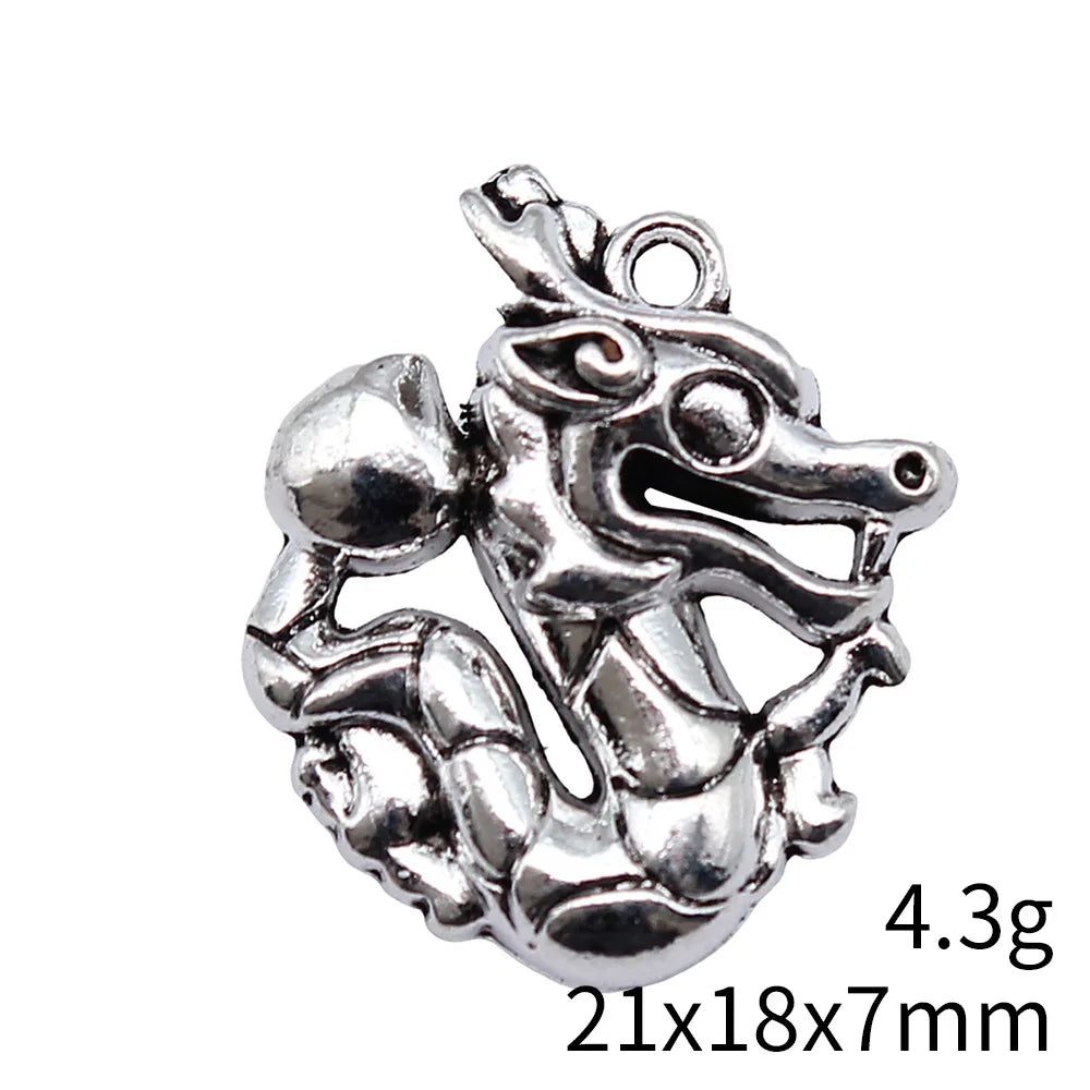 21x18x7mm 4.3g Antique Silver Zinc Alloy Flying Dragon Charm Pendant for DIY Necklace Bracelet Jewelry