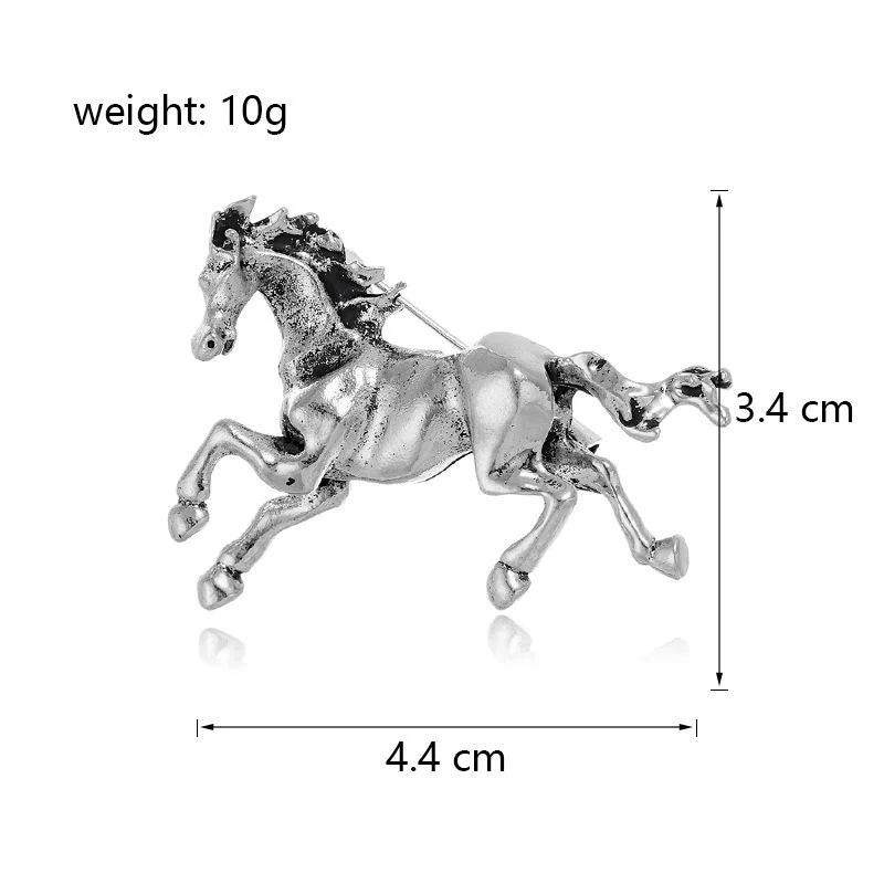 Vintage Gold Tone Alloy Galloping Horse Brooch, Elegant Zodiac Animal Lapel Pin Suit Accessory Gift