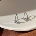 Silver Copper Micro Pave Zircon Geometric Round French Drop Earrings Minimalist Luxury Style
