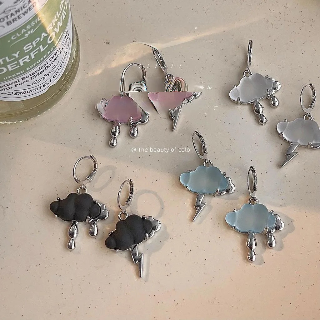 Copper Asymmetric Cloud Drop Earrings Sweet Cool Geometric Fashion Jewelry