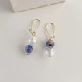 New Chinese Style Handmade Glass Crystal Asymmetric Indigo Geometric Round Drop Earrings