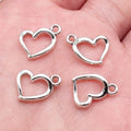 11x14mm 0.5g Antique silver tone zinc alloy hollow Heart charm pendant for DIY bracelet necklace making