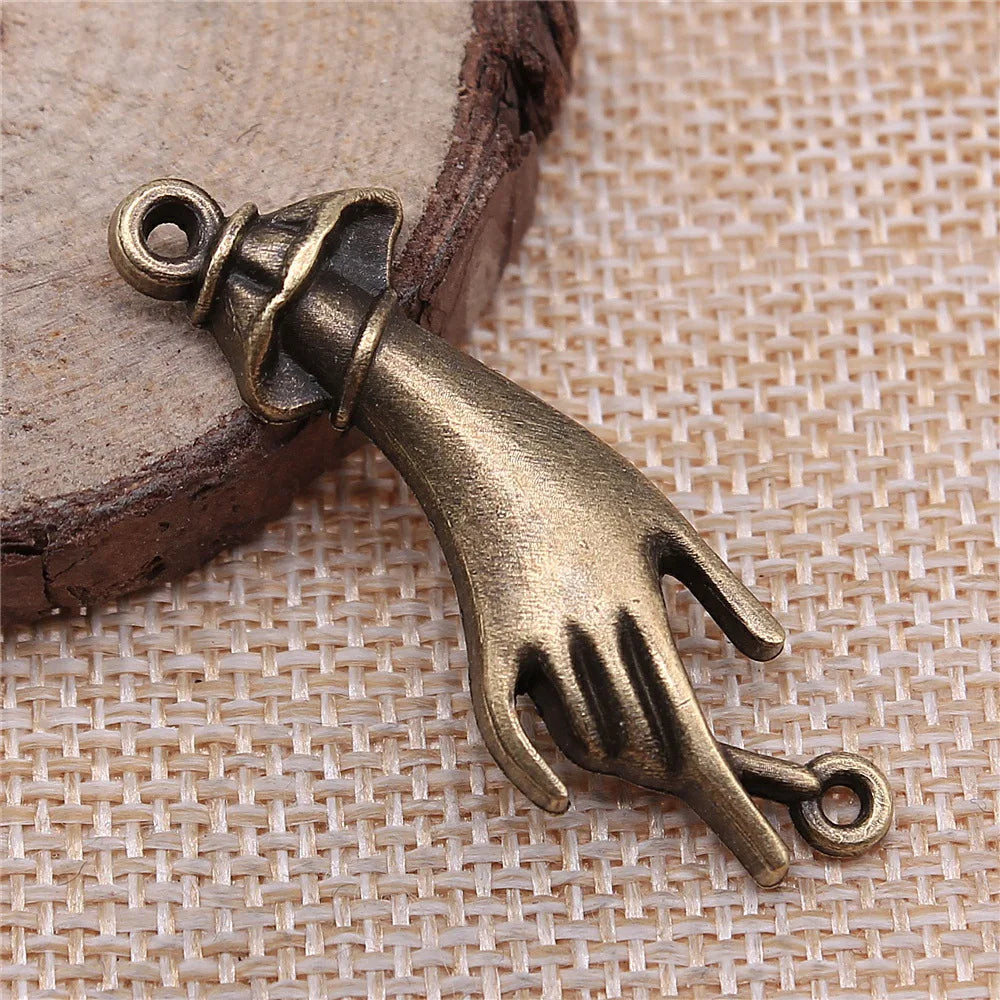 45x14mm 3.7g Multicolor Zinc Alloy Palm Hand Connector Charm for DIY Bracelet Necklace Jewelry Making