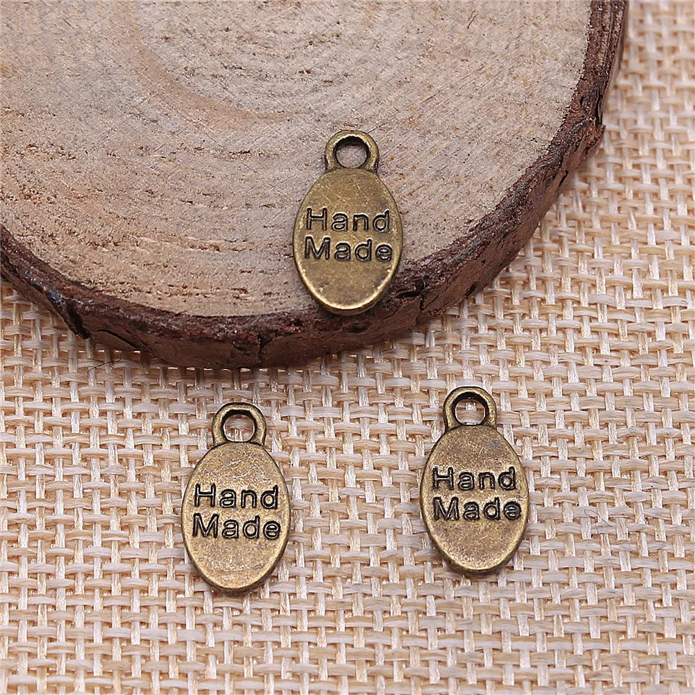 15x8mm 0.6g Antique Bronze Zinc Alloy hand made Letter Charm Pendant for DIY Jewelry Making