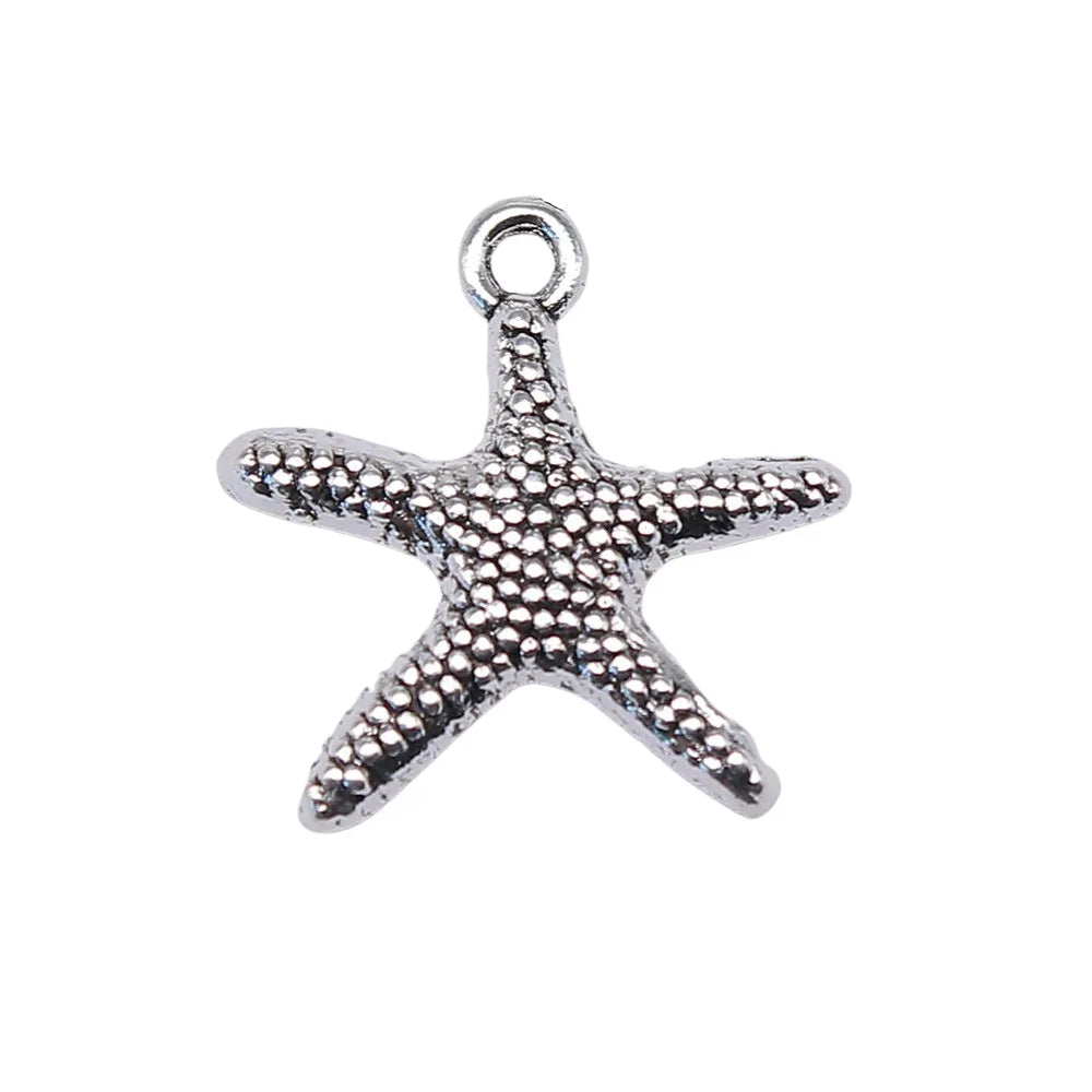 18x19mm 0.9g Antique Silver Zinc Alloy Starfish Charm Pendant for DIY Bracelet Necklace Jewelry Making