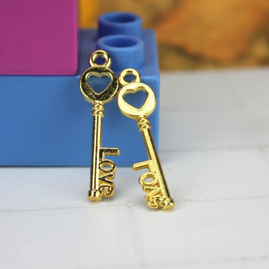 30x8MM Zinc Alloy Love Key Charm Pendant for DIY Necklace Bracelet Jewelry Making