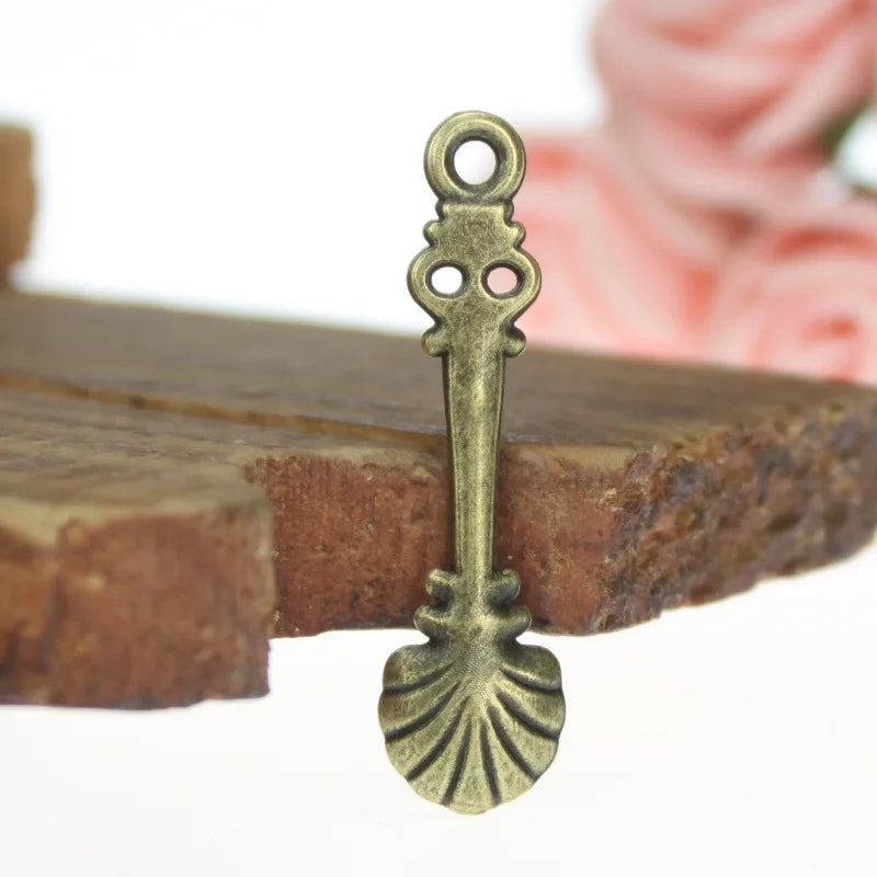 33x9MM Antique Silver Zinc Alloy Spoon Charm Pendant for DIY Necklace Bracelet Jewelry Making