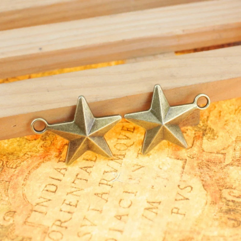 21MM Antique Silver Zinc Alloy Five Point Star Charm Pendant for DIY Necklace Bracelet Jewelry Making