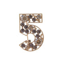 Elegant Number 5 Rhinestone Alloy Brooch Vintage Gold Tone Lapel Pin For Women's Suit Accessory Gift