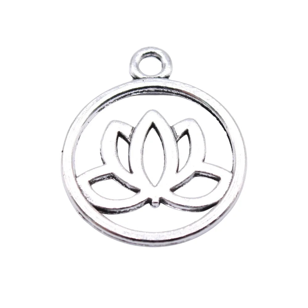 20x24mm 1.6g Multicolor Zinc Alloy Lotus Charm Pendant for DIY Necklace Bracelet Jewelry Making