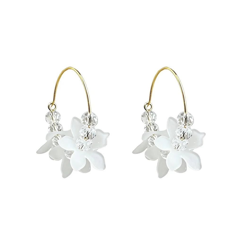 Silver Plated Acrylic Leaf Flower Tassel Drop Earrings Handmade Fresh Style