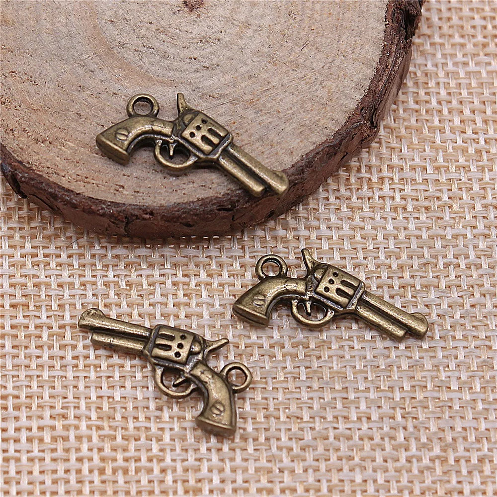 22x12mm 1.3g Multicolor Zinc Alloy Pistol Charm Pendant for DIY Necklace Bracelet Jewelry Making