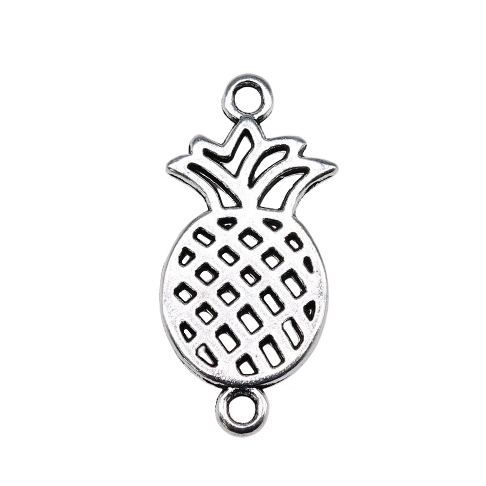 26x13mm 1.49g Antique Silver Zinc Alloy Pineapple Connector Charm for DIY Bracelet Jewelry Making