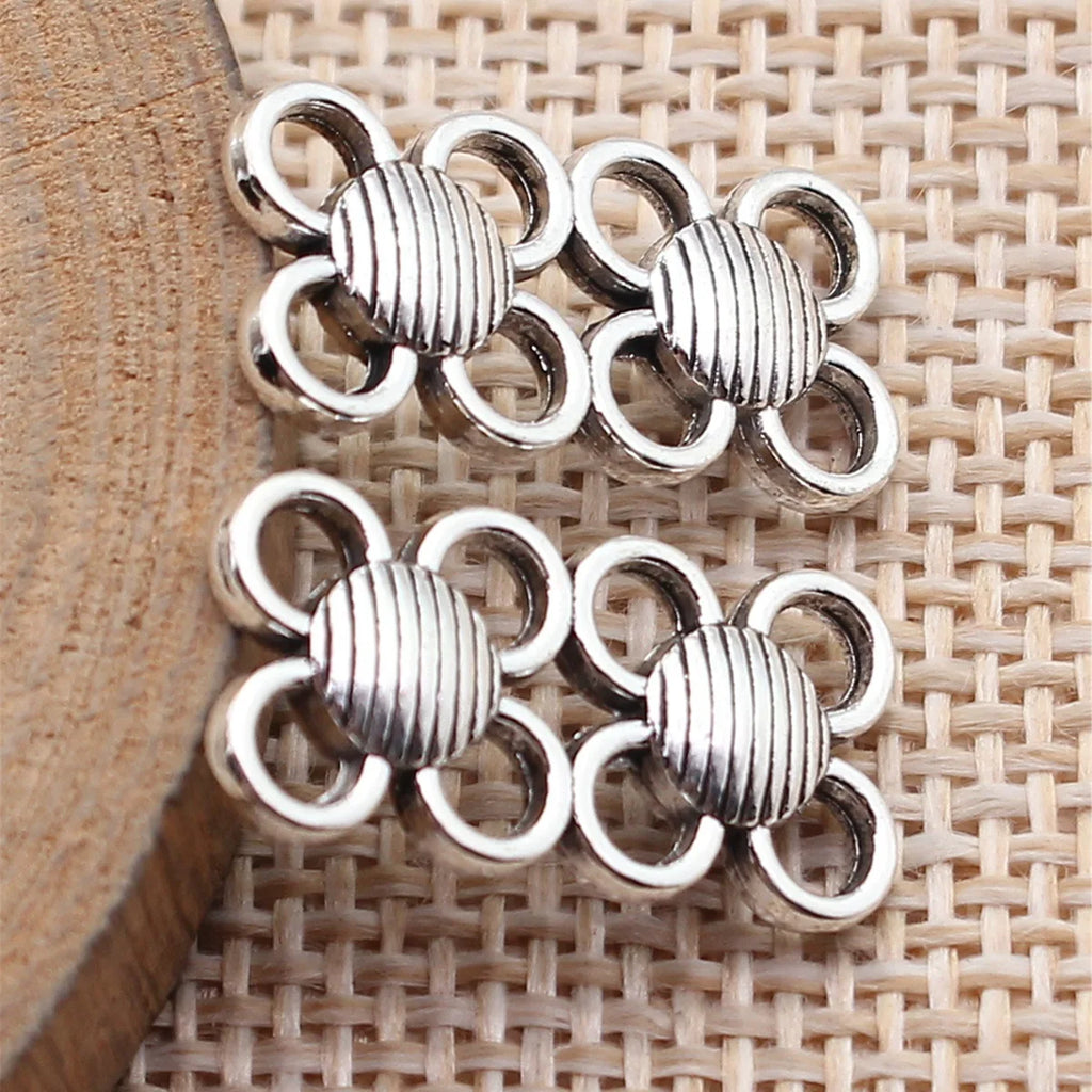 20x10mm 1.5g Antique Silver Zinc Alloy Round Multi Hole Connector Charm for DIY Jewelry Making