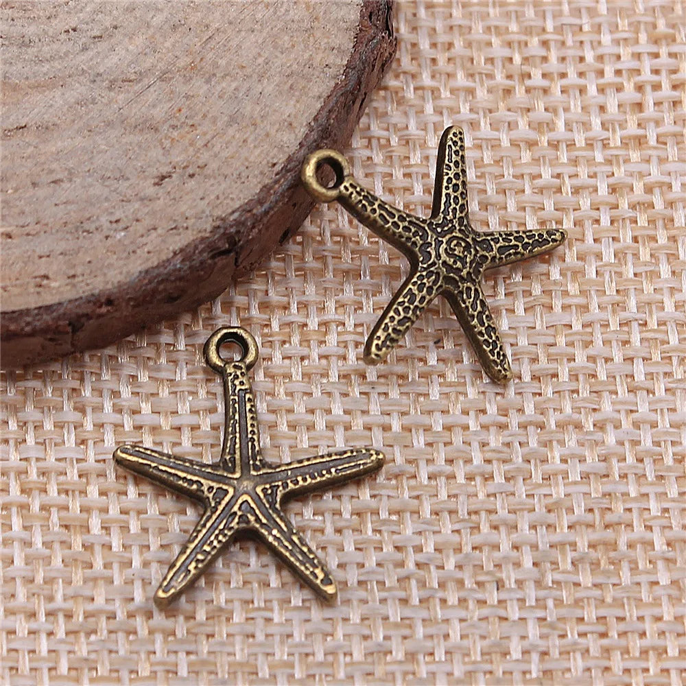 20x18mm 1.2g Multicolor Zinc Alloy Starfish Charm Pendant for Ocean Theme Jewelry Making