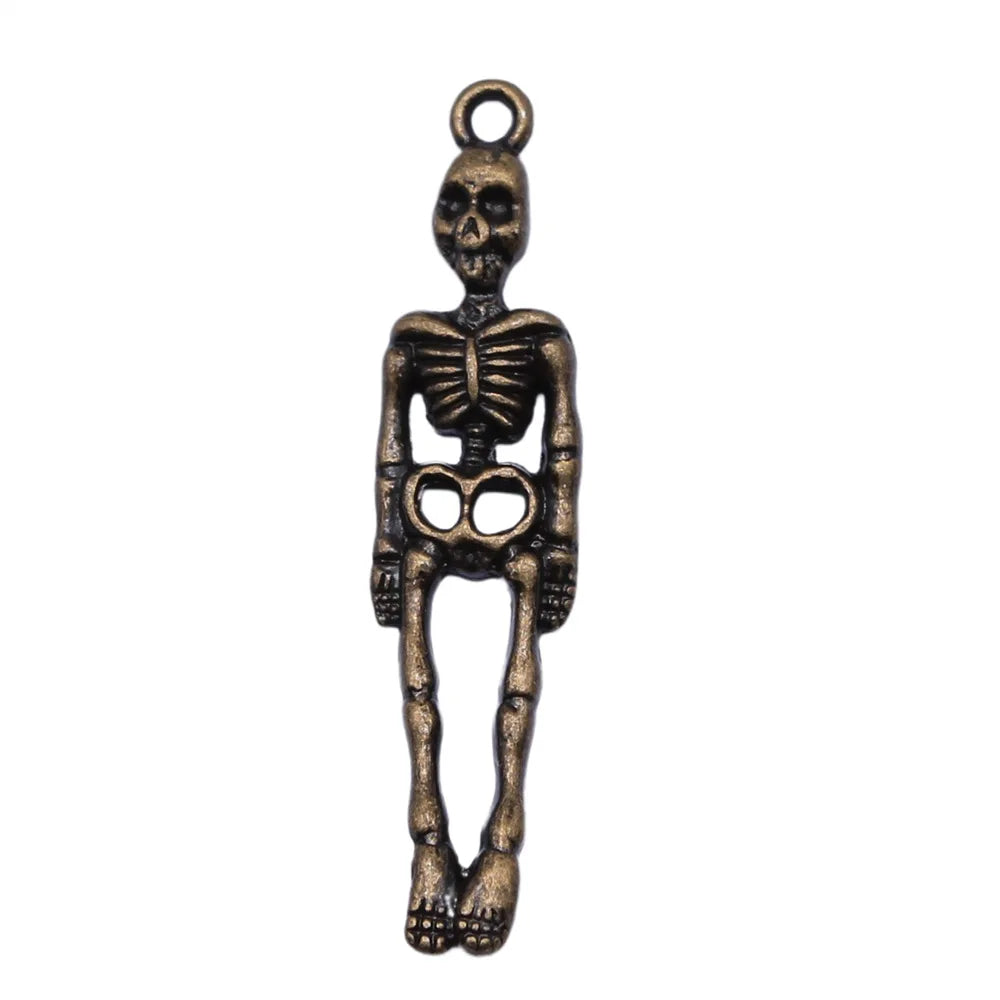 38x7mm 1.6g Multi Color Zinc Alloy Skull Charm Pendant for DIY Gothic Necklace Bracelet Jewelry Making