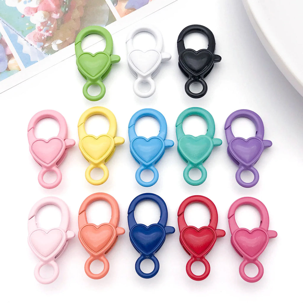 Zinc Alloy Colorful Heart Lobster Clasp for Jewelry Making and Accessory Findings