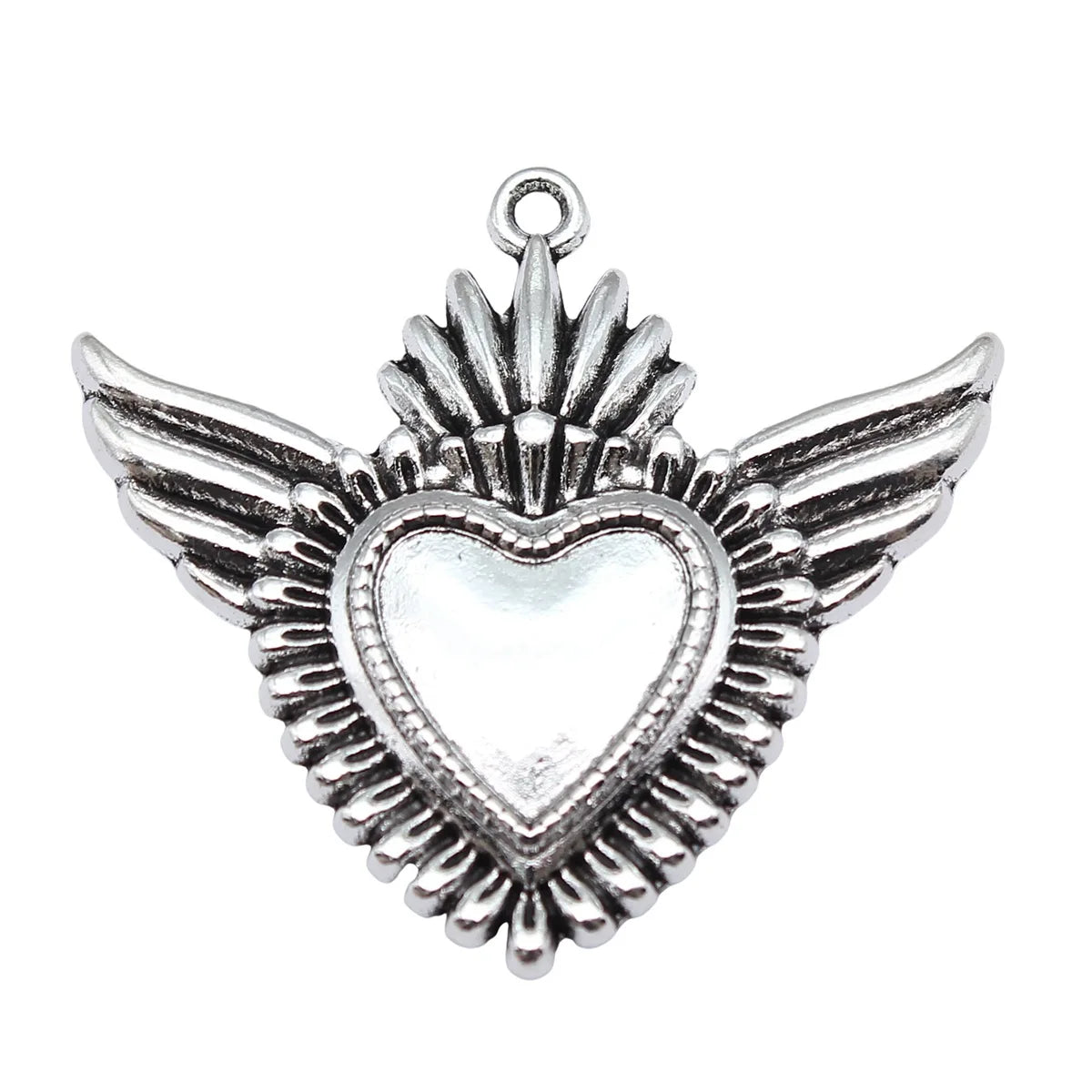 36x40mm 7.3g Antique Silver Zinc Alloy Gothic Winged Heart Wing Charm Pendant for DIY Jewelry Making