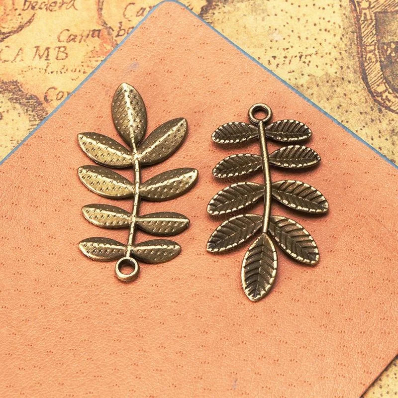 38x21MM Zinc Alloy Leaf Charm Pendant for DIY Necklace Bracelet Jewelry Making