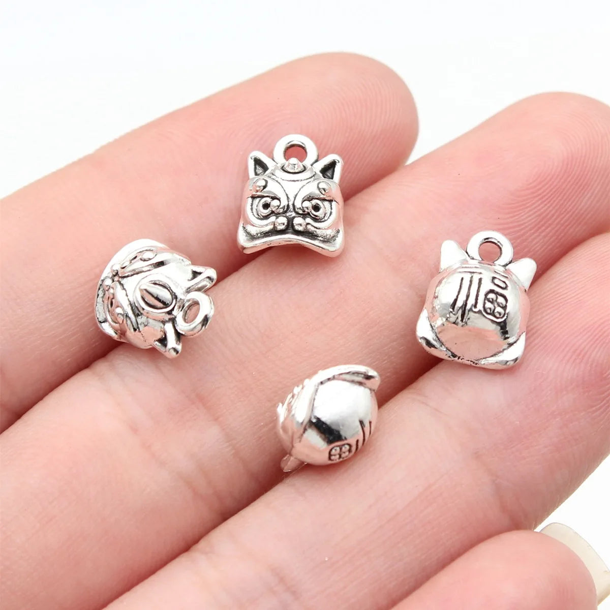 11x8.9x7.3mm 1.75g Antique Silver Zinc Alloy Chinese Lion Dance Charm Pendant for DIY Jewelry Accessories