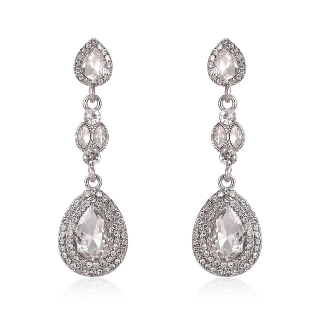 Luxury Bridal Teardrop Crystal Rhinestone Long Dangle Earrings For Wedding Party Banquet Gift