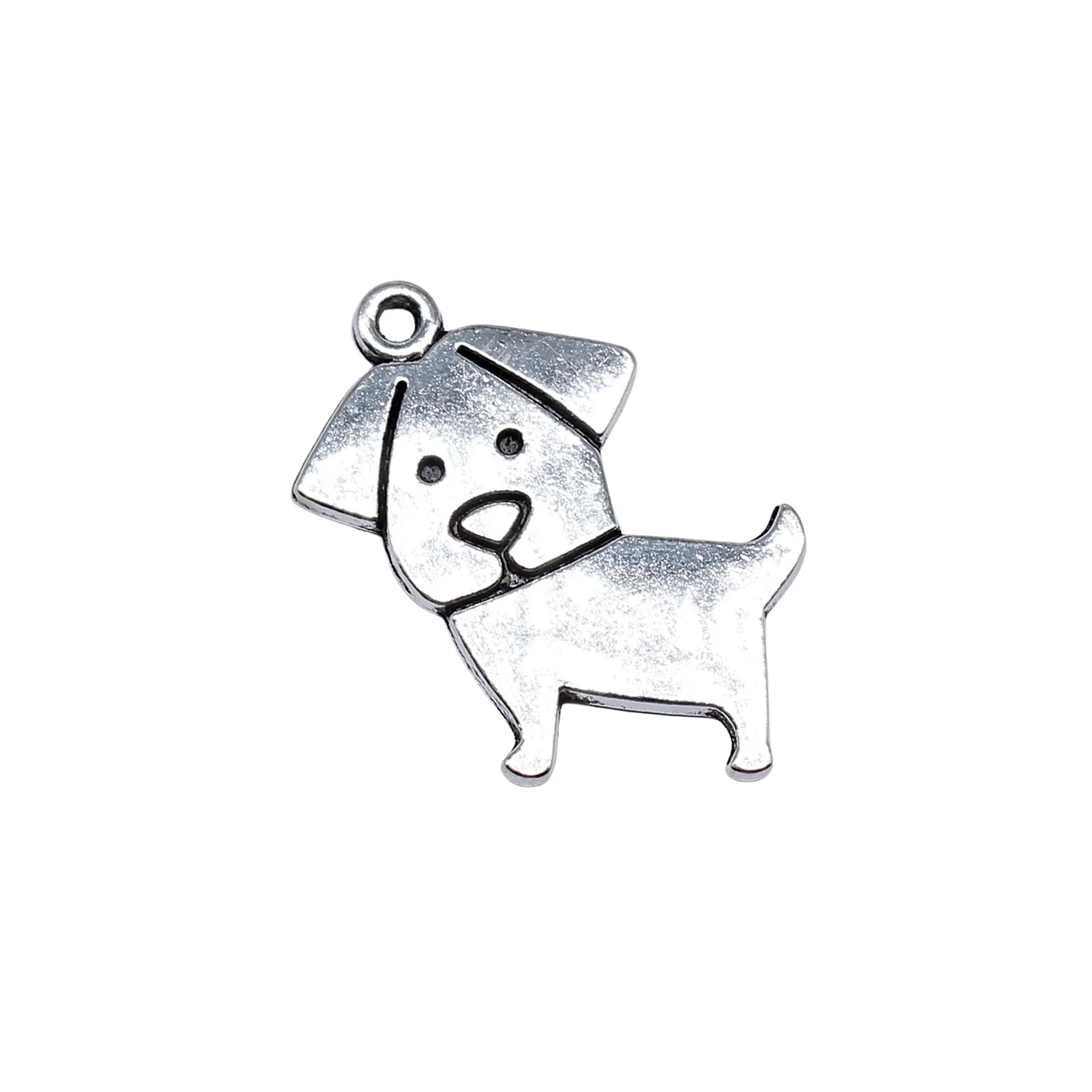 20x19mm 1.5g Antique Silver Tone Zinc Alloy Line Art Dog Charm Pendant for DIY Pet Jewelry Making