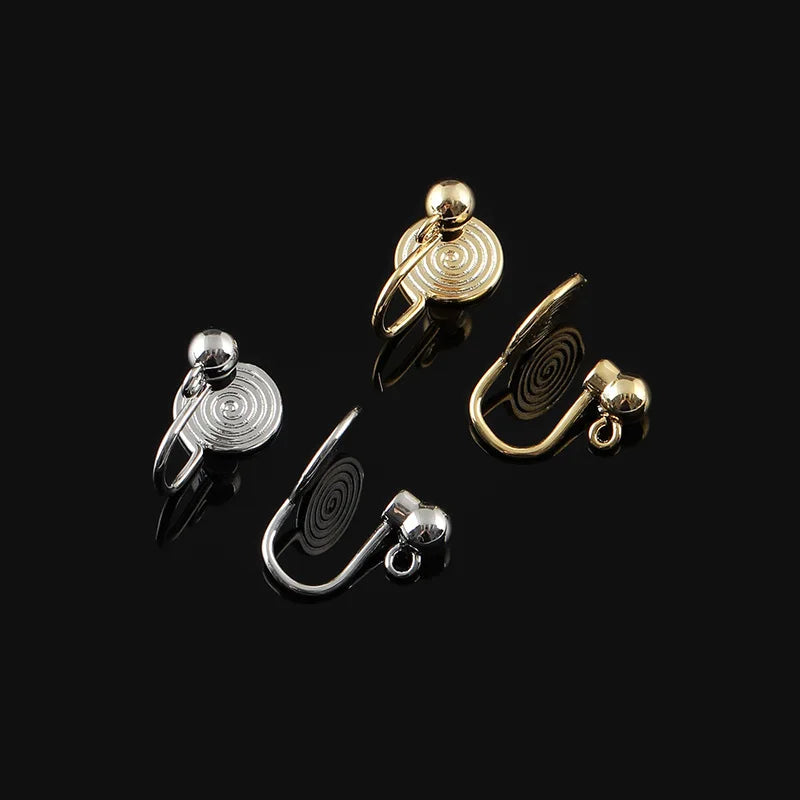 Elegant Gold Alloy Spiral Disc Stud & Clip On No Piercing Invisible Pain-Free Women's Fashion Earrings
