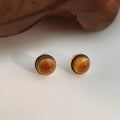 Vintage Alloy Round Geometric Stud Earrings Minimalist Commuter Style Jewelry