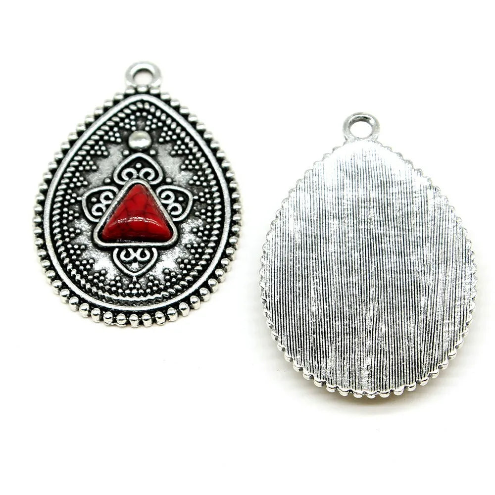 26x38mm 7.7g Antique Silver Zinc Alloy Teardrop Earring Charm Pendant for DIY Jewelry Making