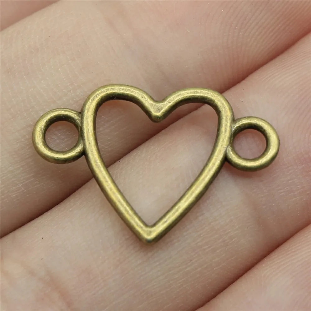 16x24mm 0.8g Multicolor zinc alloy hollow Heart connector charm for DIY bracelet necklace making