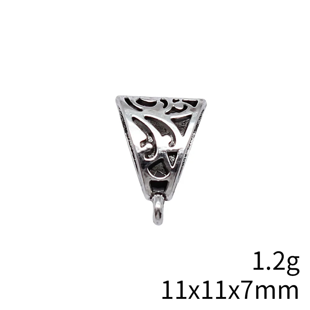 11x11x7mm 1.2g Antique Silver Zinc Alloy Inverted Triangle Three Hole Pendant Bail Connector for DIY Jewelry