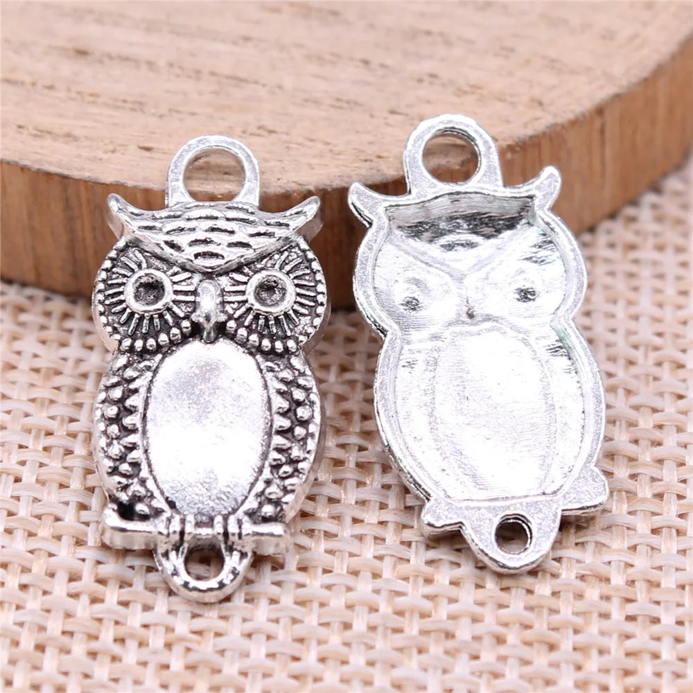 27x13mm 2.2g Zinc Alloy Owl Cat Connector Charm Pendant for DIY Necklace Bracelet Jewelry Making