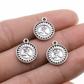 13x15mm 1g Antique Silver Zinc Alloy Double Sided OM Tag Charm Pendant for DIY Yoga Jewelry Making
