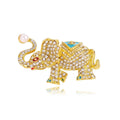 Luxury Rhinestone Elephant Brooch With Enamel Saddle And Faux Pearl, Elegant Animal Lapel Pin Corsage Gift