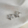 Sweet Cool Silver Tone Copper Five Point Star Stud Earrings Trendy Minimalist Fashion Jewelry