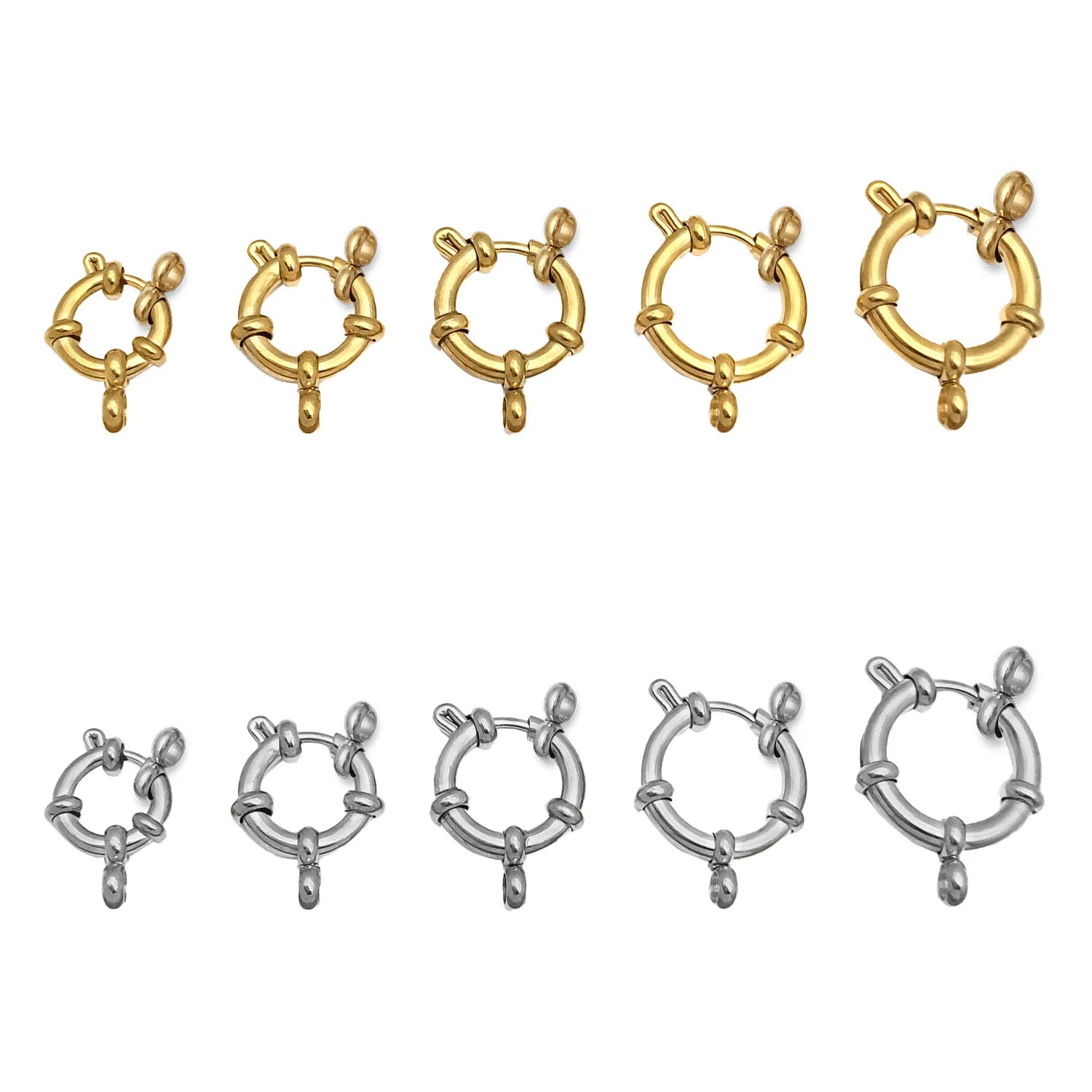 Stainless Steel Spring Lobster Clasp with Ring for Necklace and Bracelet Jewelry Making
