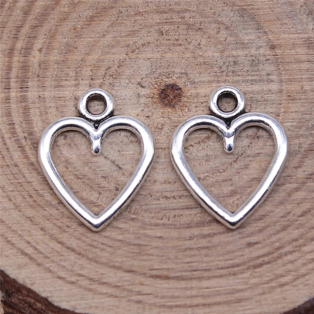 14x12mm 0.35g Multicolor Zinc Alloy Hollow Heart Charm Pendant for DIY Bracelet Necklace Making