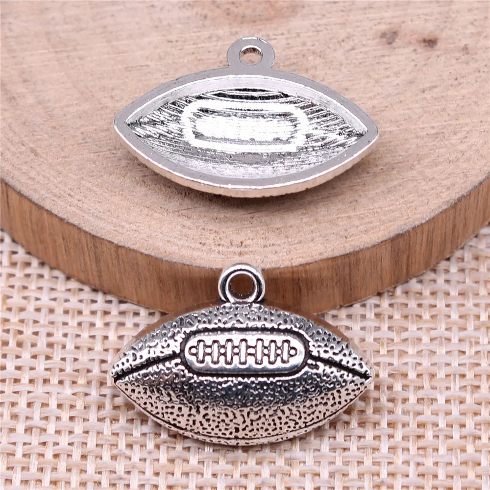 24x20mm 3.36g Antique Silver Zinc Alloy Football Charm Pendant for DIY Sports Jewelry Accessories