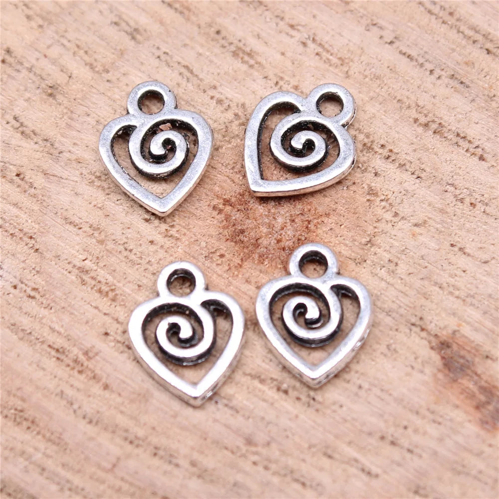 10x7mm 0.24g Multicolor Zinc Alloy Swirl Heart Charm Pendant for DIY Bracelet Necklace Making