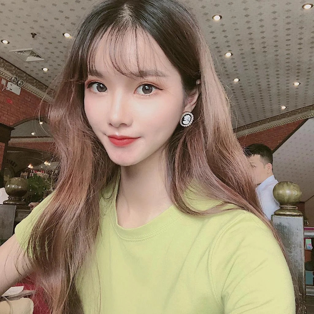 Silver Plated Alloy 14K Gold Beauty Portrait Stud Earrings Korean Creative Fashion Jewelry