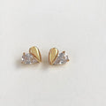 Thickened 18K Real Gold Plated Copper Heart Zircon Micro Pave Drop Earrings For Women