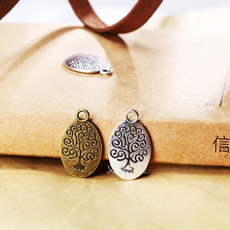 24x15MM Antique Silver Zinc Alloy Tree Charm Pendant for DIY Necklace Bracelet Jewelry Making