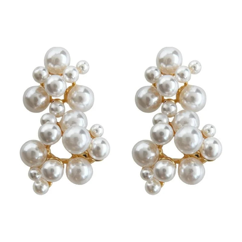Light Luxury 14K Plated Pearl Tassel Constellation Drop Earrings With Copper