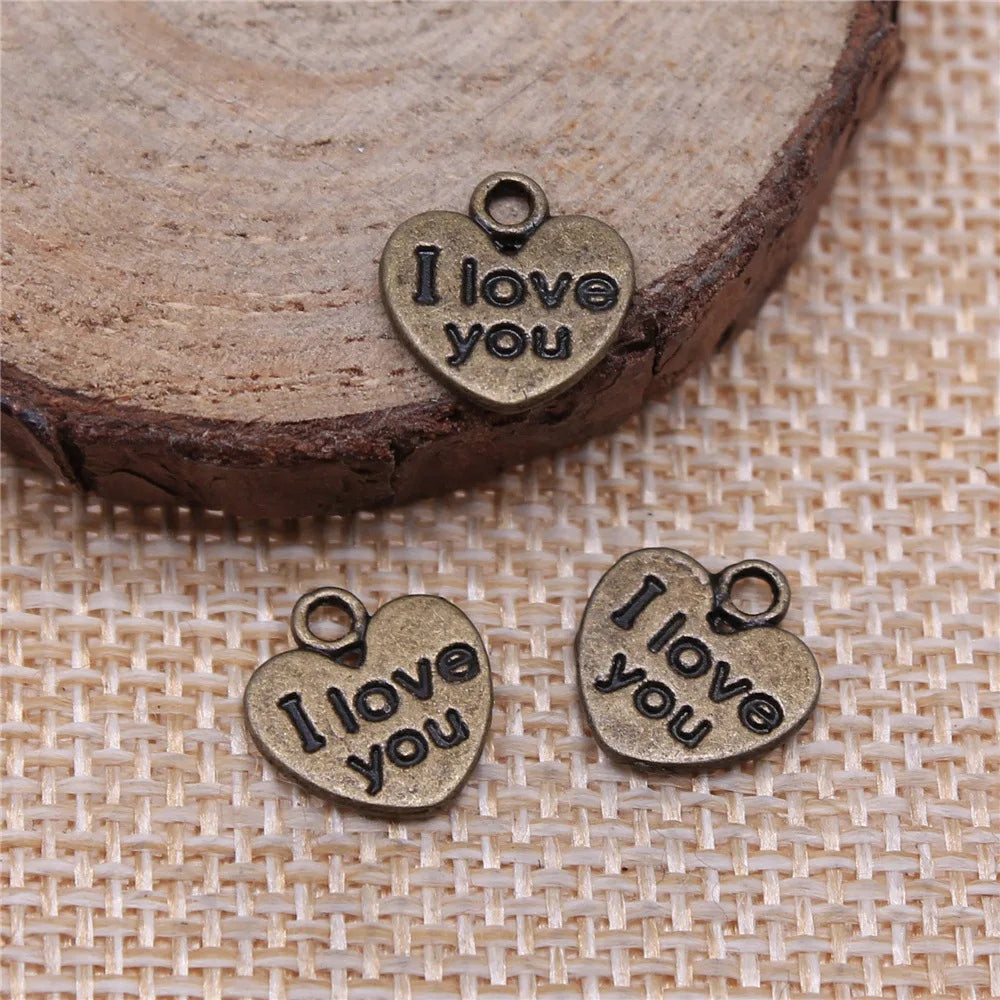 12x11mm 0.8g Multicolor zinc alloy I Love You Heart charm pendant for DIY bracelet necklace making