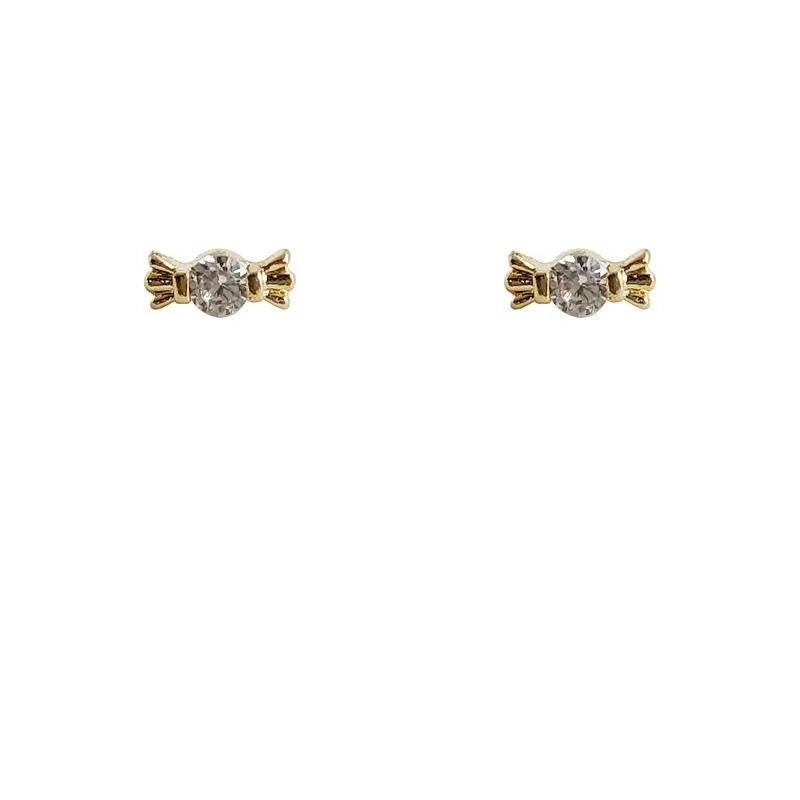 Mini Candy Zircon Copper Stud Earrings 14K Plated Sweet Korean Japanese Geometric Jewelry