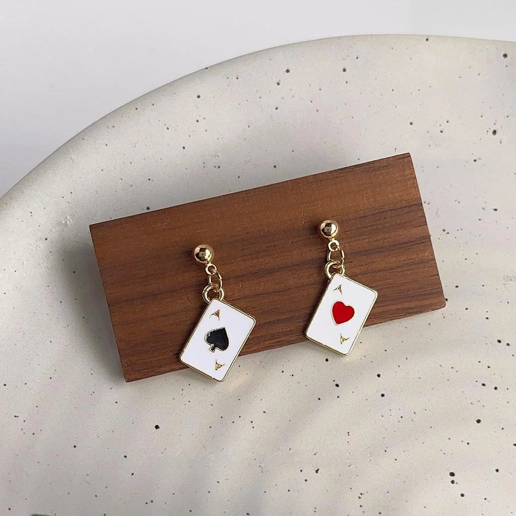 14K Plated Copper Poker Stud Earrings Sweet Cool Geometric Quadrilateral Jewelry