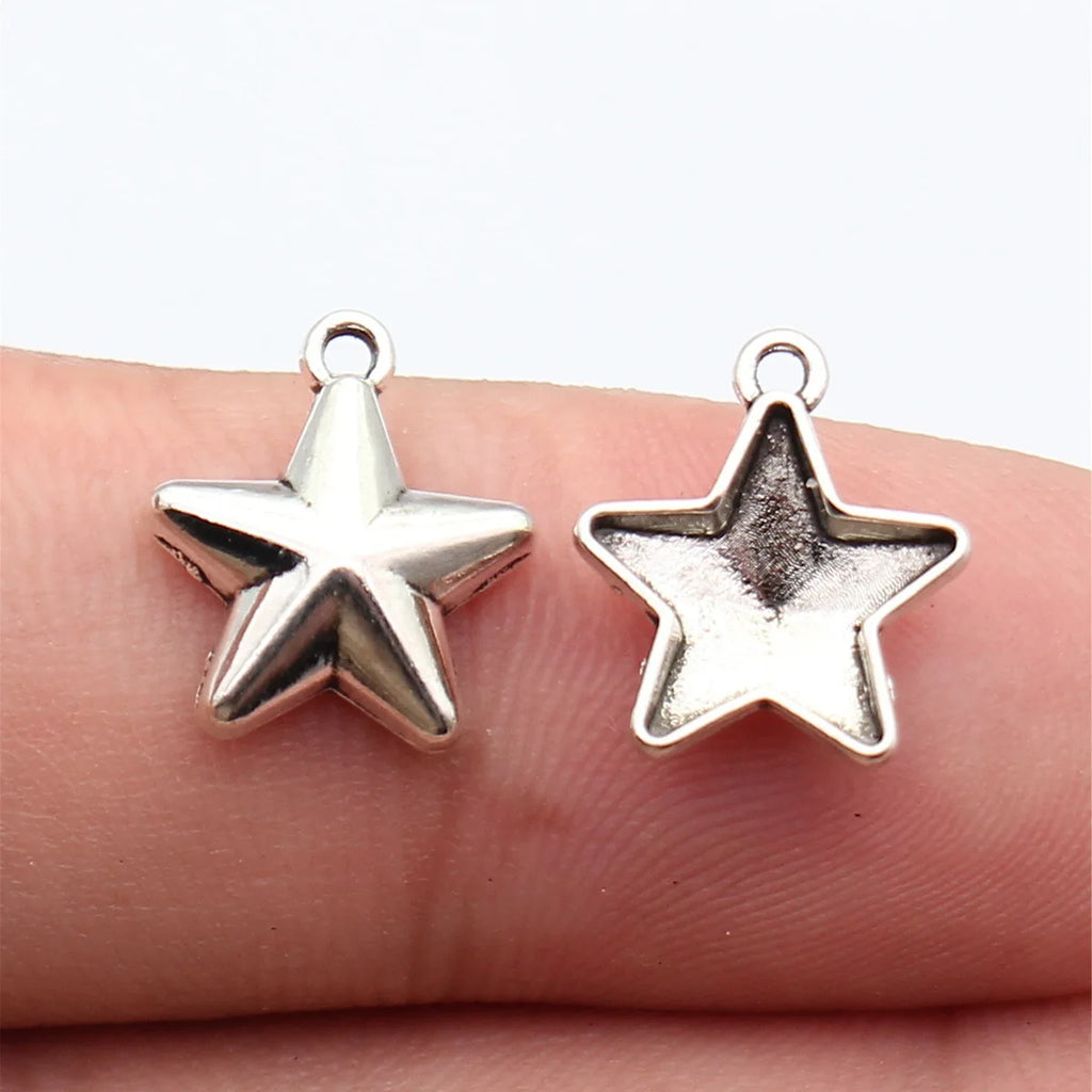 13x11mm 0.57g Antique Silver Zinc Alloy Star Charm Pendant for DIY Bracelet Necklace Jewelry Making