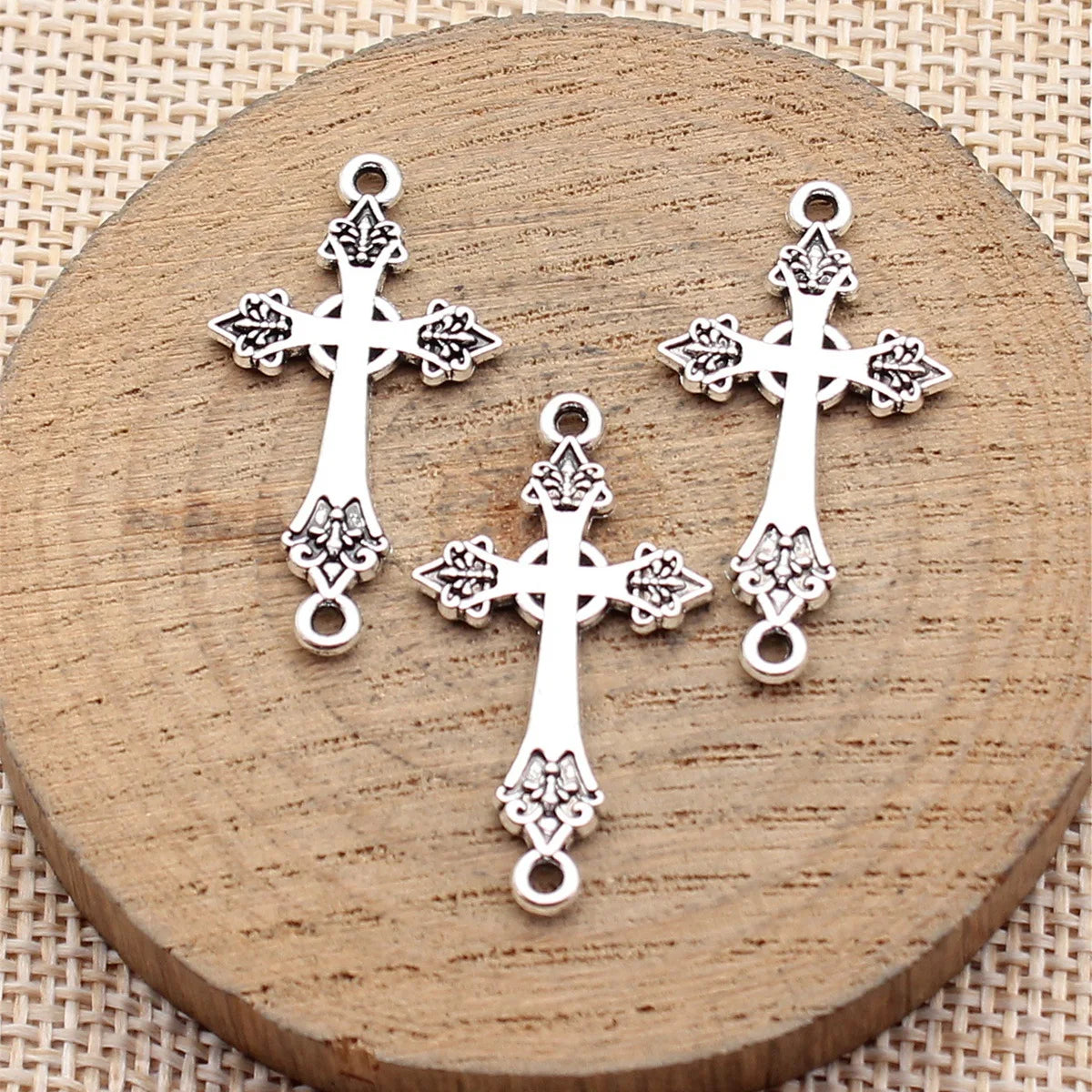 30x16mm 1.3g Antique Silver Zinc Alloy Cross Connector Charm for DIY Bracelet and Necklace Making